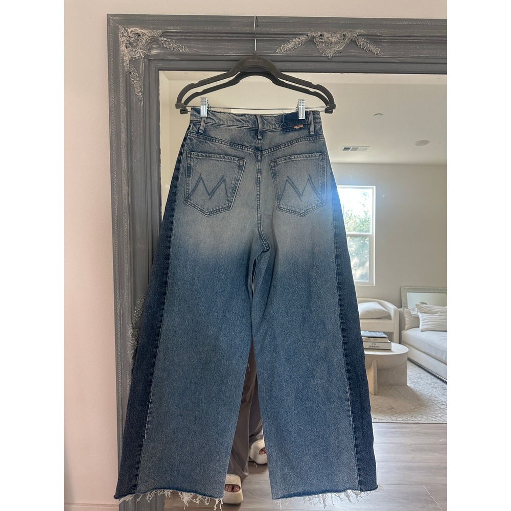 NEW Mother The Pipe-Dream Button Sneak Fray Wide Leg Jean Blinded By The Dark 27 - Picture 9 of 16